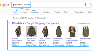 google shopping exemple digital marketing universem